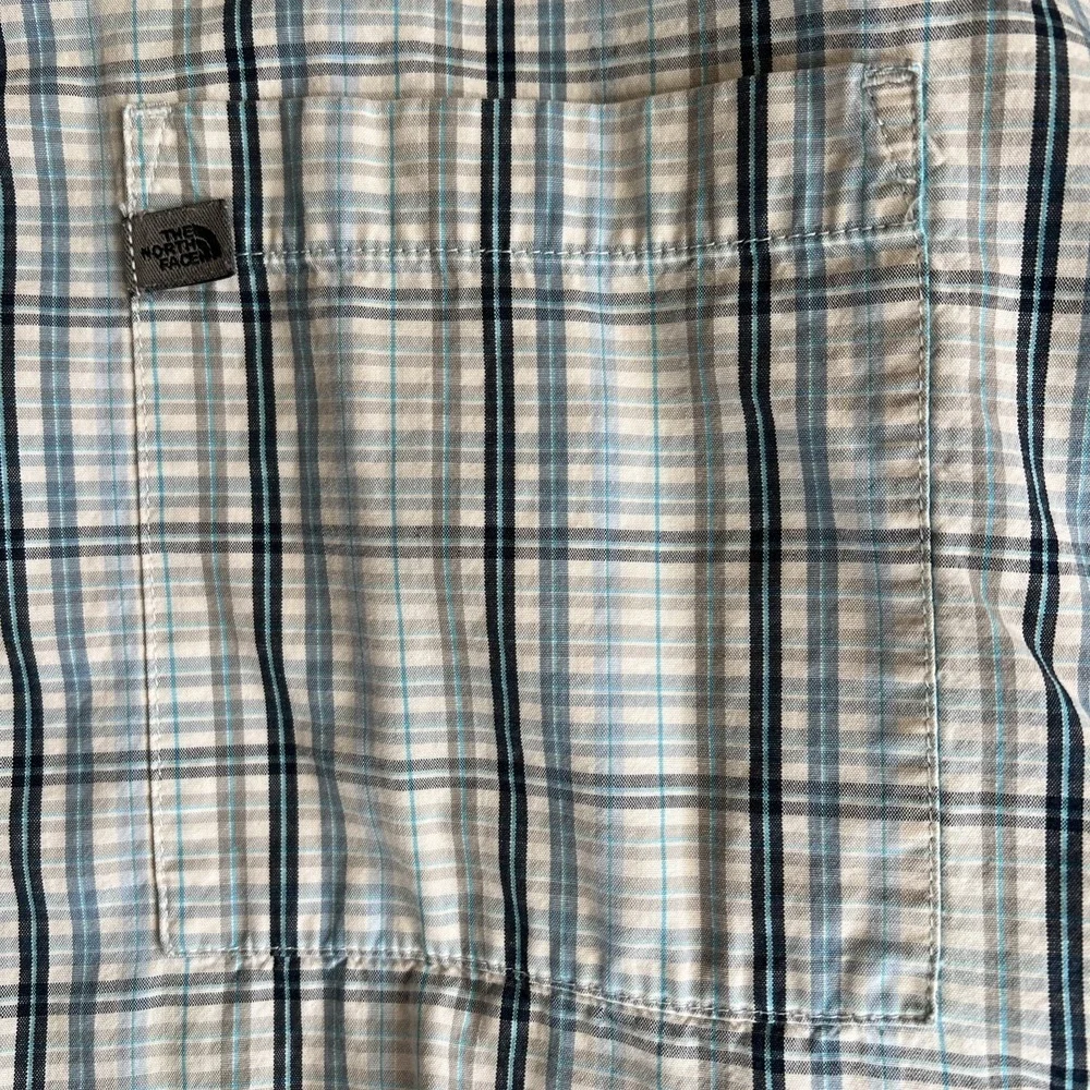 North Face Men's Dress Shirt Check Size Large Blue White‎